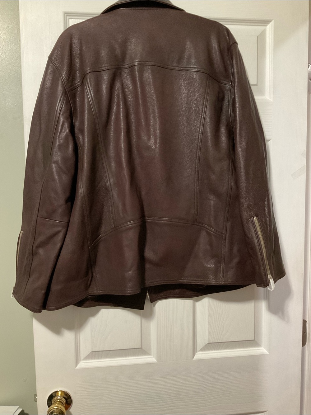 Quince Dark Brown Leather Moto Jacket with Gold Hardware - Picture 2 of 3